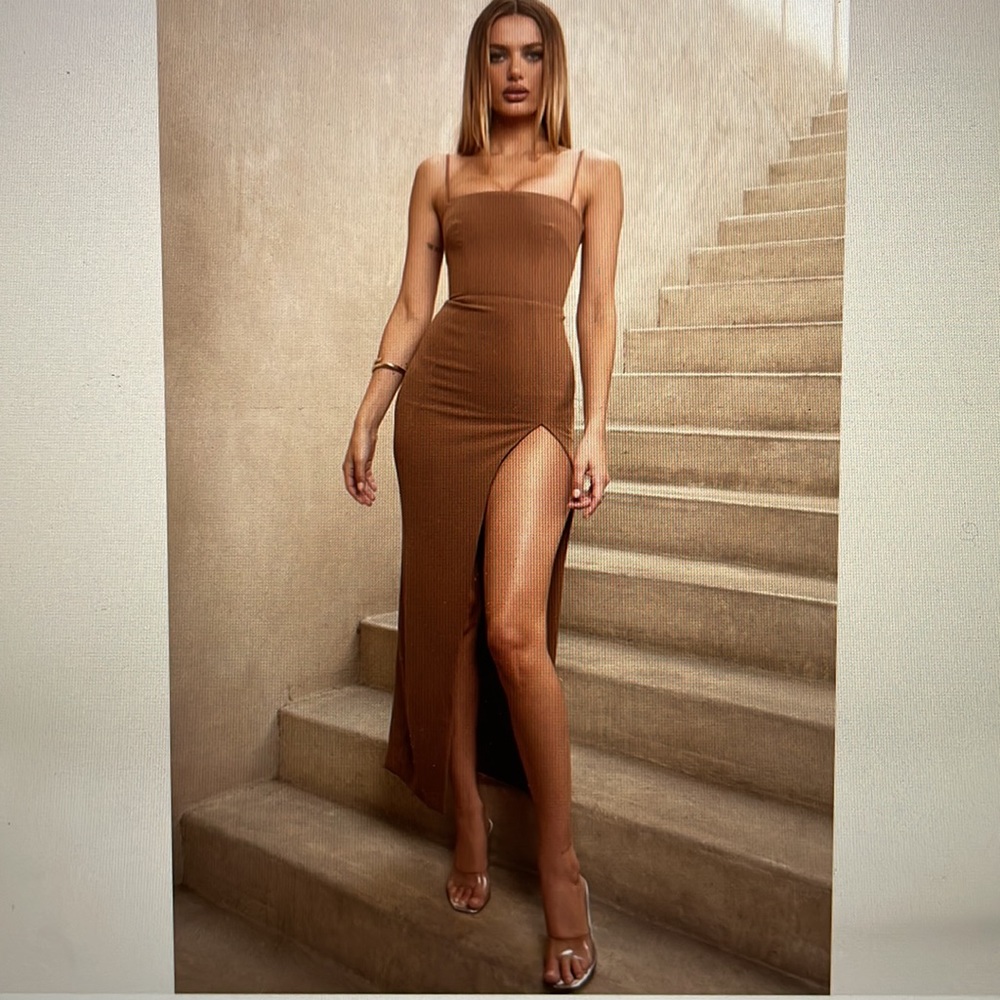 Jaida Toast Corset Maxi Dress from House of CB